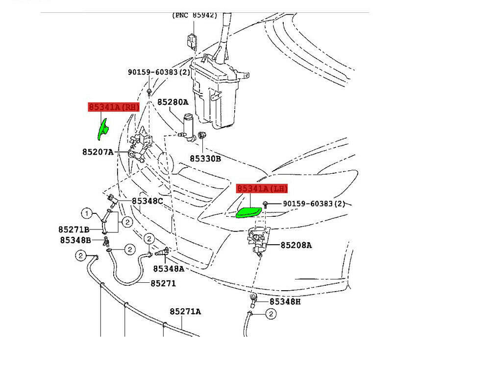 Cover Headlamp Cleaner Washer Nozzle RH Fit For Toyota Corolla