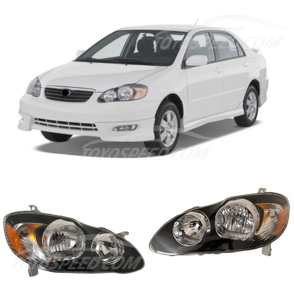 Headlights lamps and Toyota Corolla 2003-2008, code: JX-14028-G2-MBK