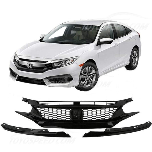 Bumper Grille and Honda Civic 2016-2018, code: JX-7019-GBK