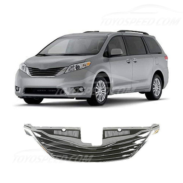 Front Bumper Upper Grille Gloss Chrome Fit Toyota Sienna 2011