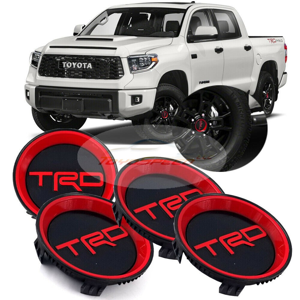 Center Cap TRD Pro Black W/Red Wheel Set Fit For Toyota Tundra