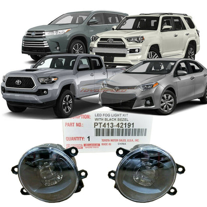 Fog Light Upgrade Set Black Bezel Fit For Toyota 4Runner Corolla Rav4 Tacoma Tundra Highlander