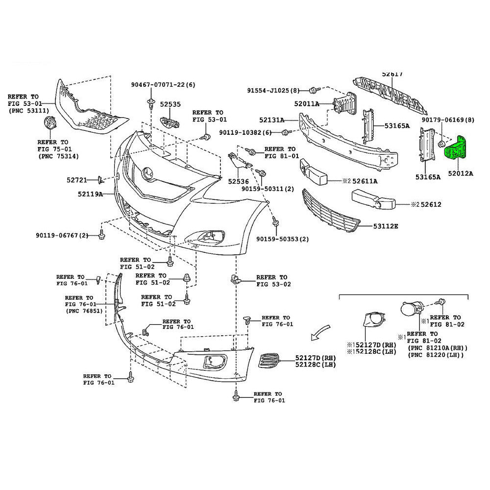 Arm Sub-Assy Front Bumper, LH Yaris 06-08 SCION XD 52012-52020 TO1066160