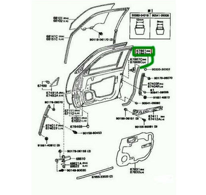 Weatherstrip, Front Door, RH Fit For Toyota Camry